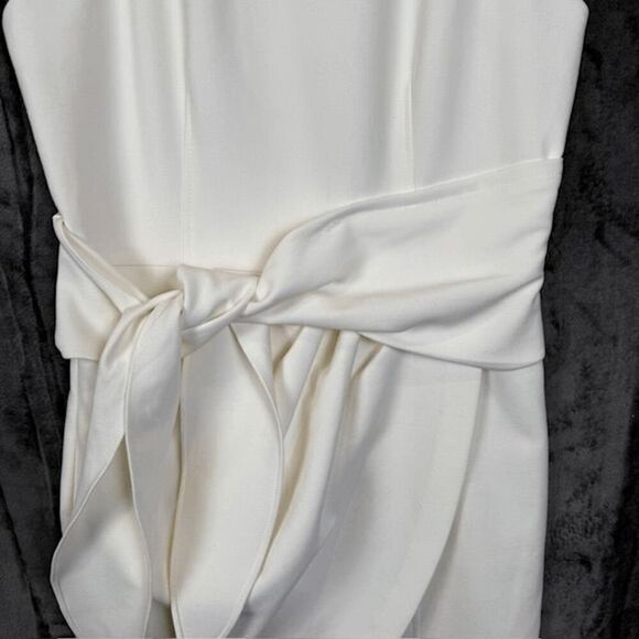 Cinq à Sept Cassaleigh Tie-Waist Sleeveless Dress White Back Zip Tulip Size 4 - Picture 3 of 15